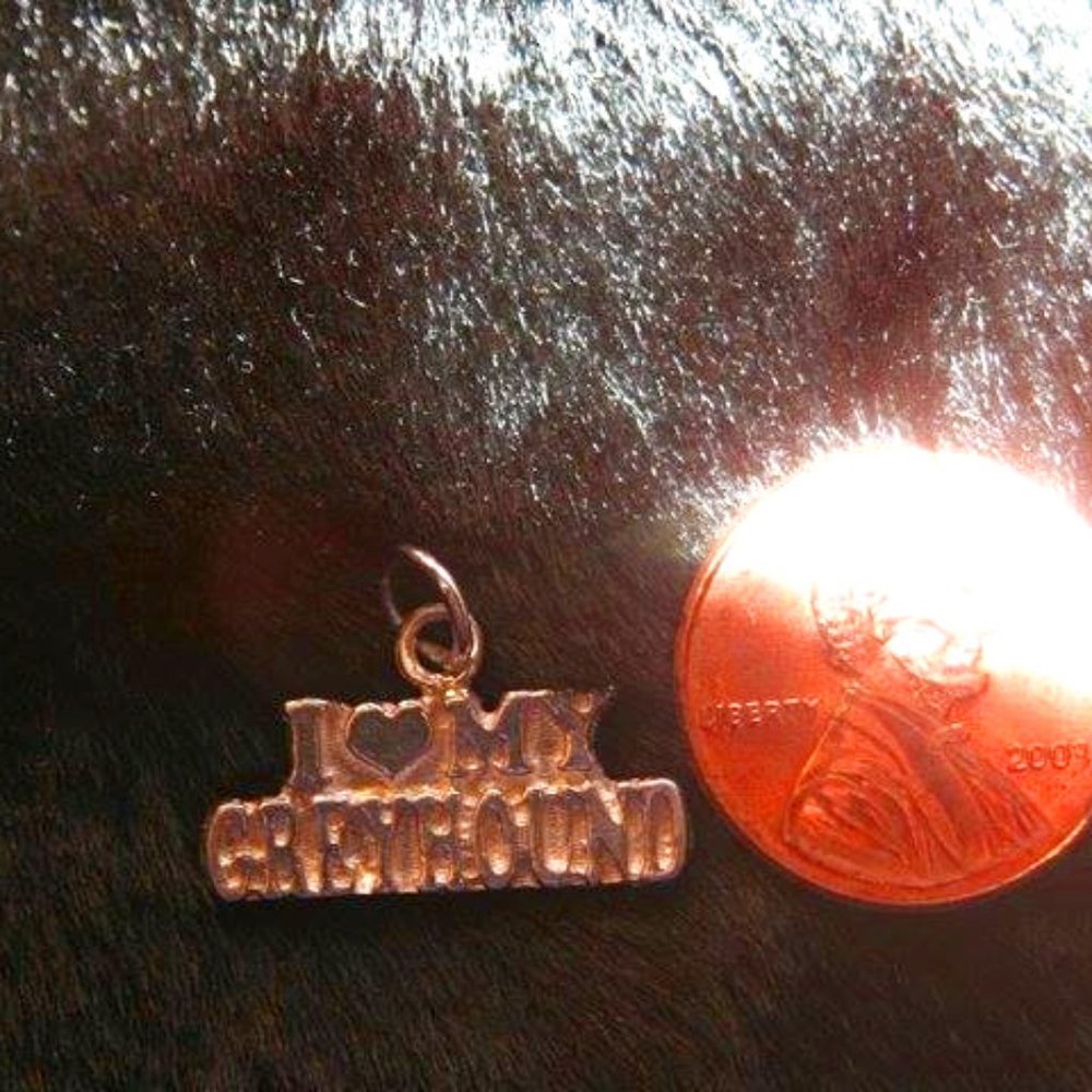 I love my greyhound charm (only) sterling silver